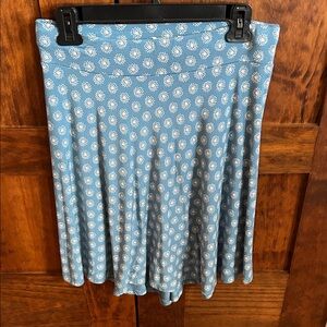 LOFT Blue and Cream Floral A-Line Skirt